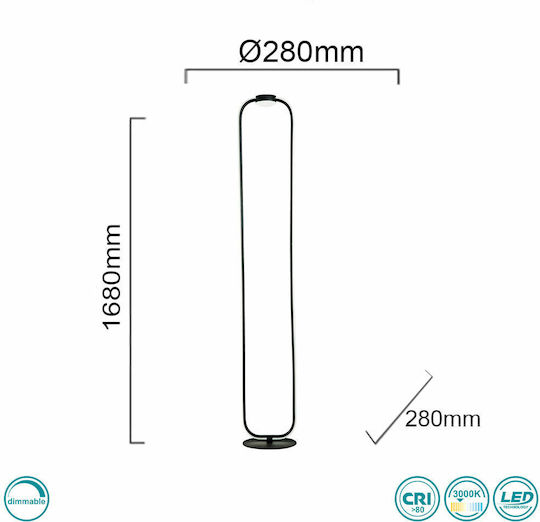 Ondaluce LED Floor Lamp H168xW28cm. with Warm White Light Gold