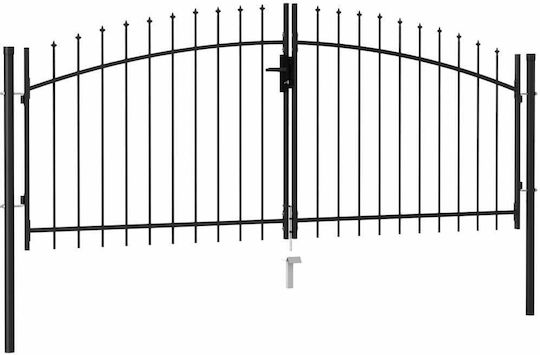 vidaXL Метална Врата за Ограда с копиями в Черен Цвят 1.25x3.0m