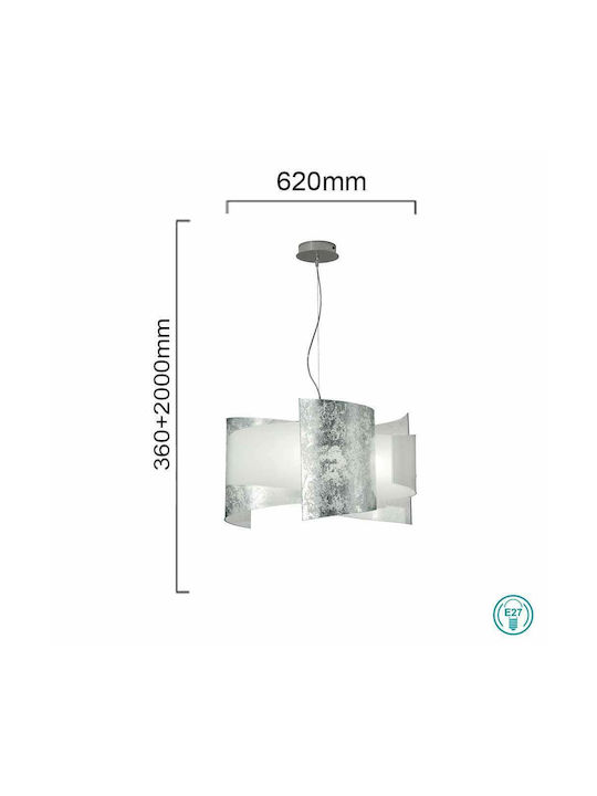 Ondaluce So.2021/Fa Pendant Light Silver with Socket E27 62cm