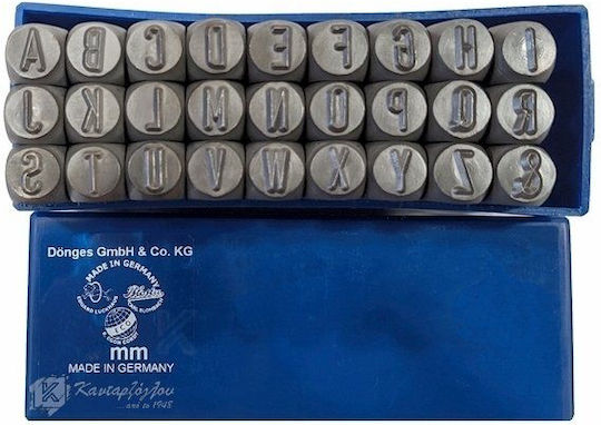Donges Embossed Latin Alphabet Letters 5mm 30-530005-0 Stamped Letters Hand Tool Set 27pcs