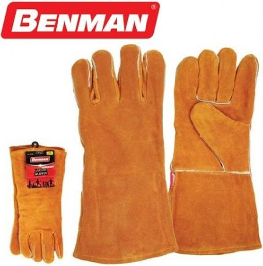 Benman Gloves for Work Welding Orange Leather 1pcs