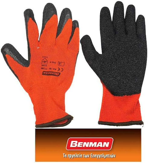 Benman Gloves for Work Electrician Red Latex/Polyester 1pcs
