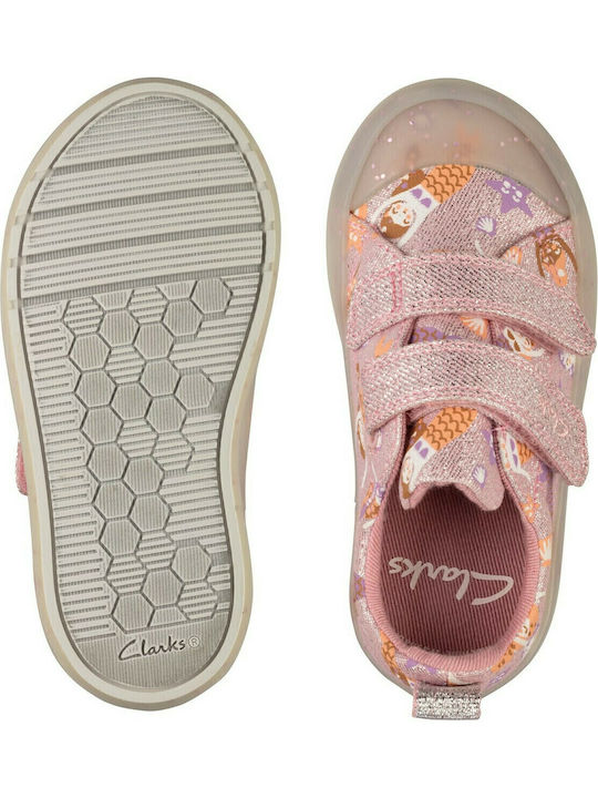 Foxing Print Kids Sneakers Anatomic with Scratch Pink