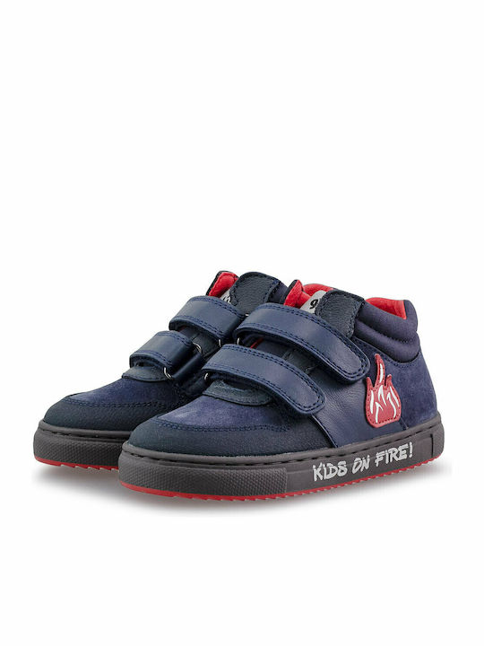 Παιδικά Sneakers High Ανατομικά με Σκρατς Navy Μπλε