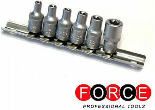 Force Καρυδάκια Torx με Καρέ Υποδοχής 1/4" Σετ 6τμχ