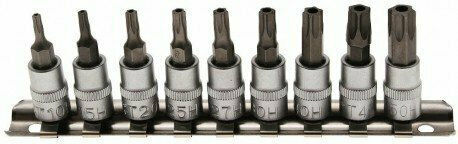 Force Set Sockets 1/4" Torx with Hole Walnut with Torx Head and Socket 1/4'' T10 / T15 / T20 / T25 / T27 / T30 / T40x55mm / 65mm / 70mm 7pcs