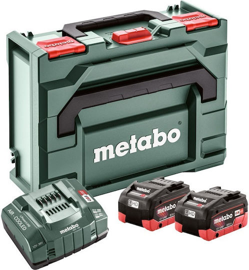 Metabo Set 2 Tool Batteries Lithium 18V Capacity 8Ah with Charger