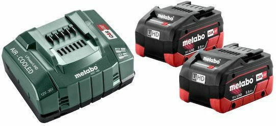 Metabo Set 2 Tool Batteries Lithium 18V Capacity 5.5Ah with Charger