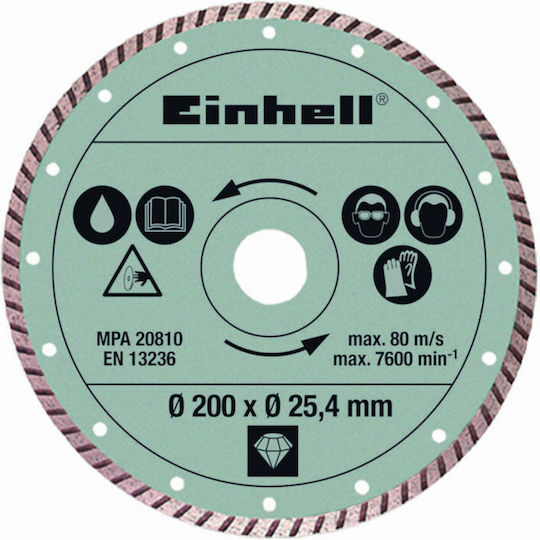 Einhell Disc diamantat Turbo 200mm Disc de tăiere Materiale de construcție 200mm