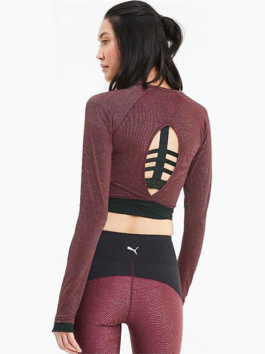 PUMA Studio Metallic Top Burgundy
