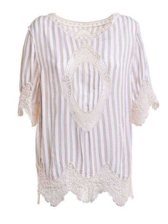 Ble Resort Collection Damen Mini Kaftan Strand Weiß