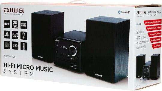 Aiwa Ηχοσύστημα 2.0 MSBTU-300 20W με CD / Digital Media Player, WiFi και Bluetooth Μαύρο