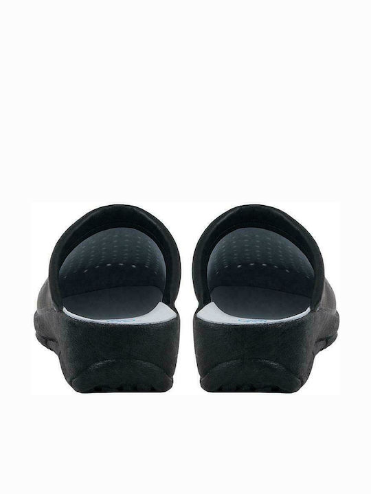 Max Relax 400S Дамски Кожени Анатомични Клоги Черни