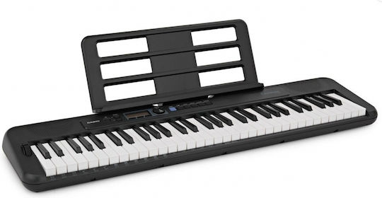 Casio Keyboard CT-S300 Bundle with 61 Dynamic Keys with Stand, Headphones and Music Stand Black