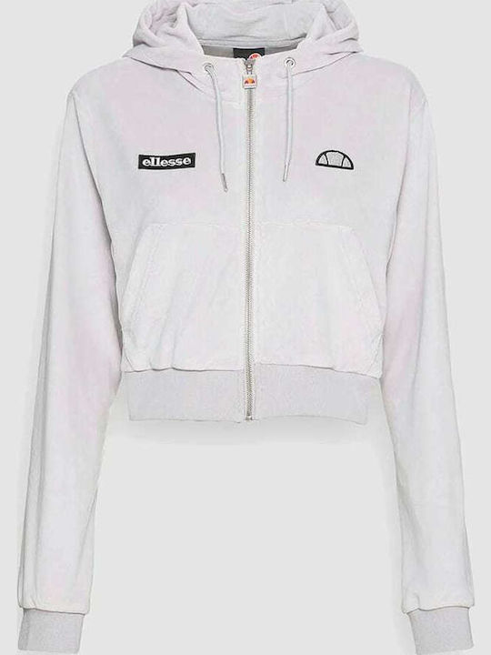 Kirsten Cropped Women's Sweatshirt Jacket Velvet Hooded Gray