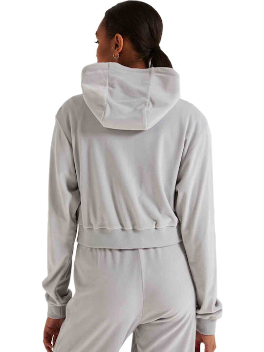 Kirsten Cropped Women's Sweatshirt Jacket Velvet Hooded Gray