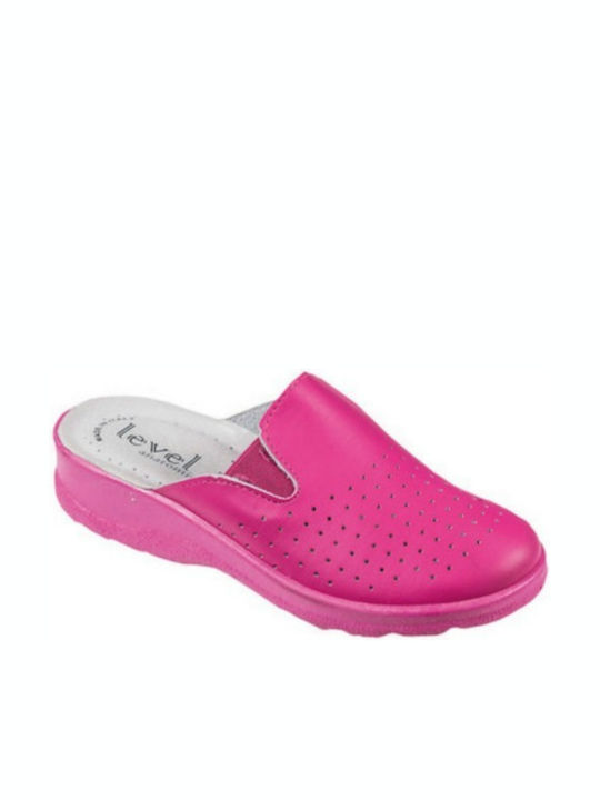 Level Anatomic Women's Leather Anatomic Clogs Fuchsia
