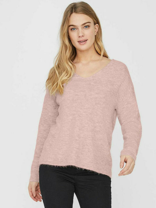 Damen Langarm Pullover mit V-Ausschnitt Sepia Rose