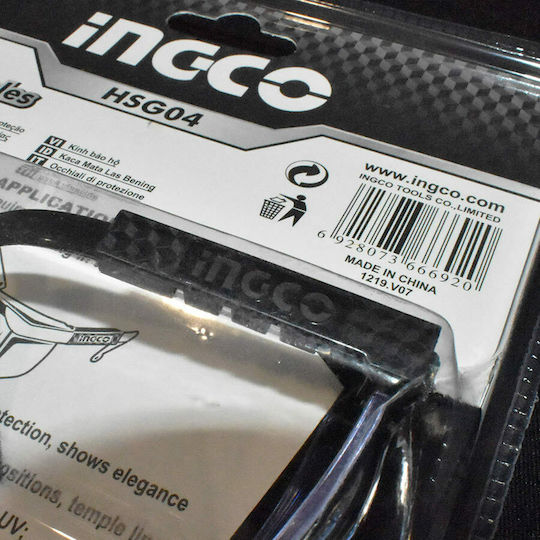 Ingco Safety Glasses for Protection with Transparent Lenses 1pcs