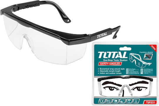 Total Safety Glasses for Protection with Transparent Lenses 1pcs