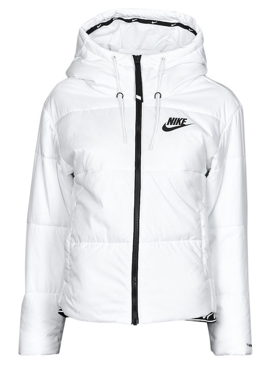Therma Fit Repel Women's Short Puffer Jacket for Winter with Hood White
