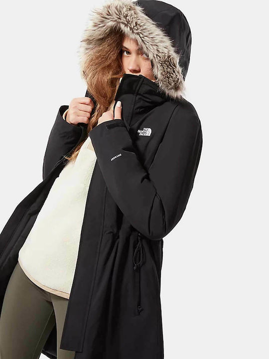 Recycled Zaneck Women's for Hiking Long Parka Jacket Waterproof and Windproof for Winter with Hood Black