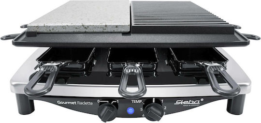 Steba RC 4 Plus Deluxe Tischplatte Elektrogrill Raclette Glatte und Geriffelte Platte 1450W mit einstellbarem Thermostat 39cmx37cmcm