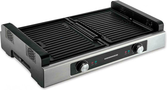 Heinner Tischplatte Elektrogrill Geriffelte Platte 1800W mit einstellbarem Thermostat 54cmx23cmcm