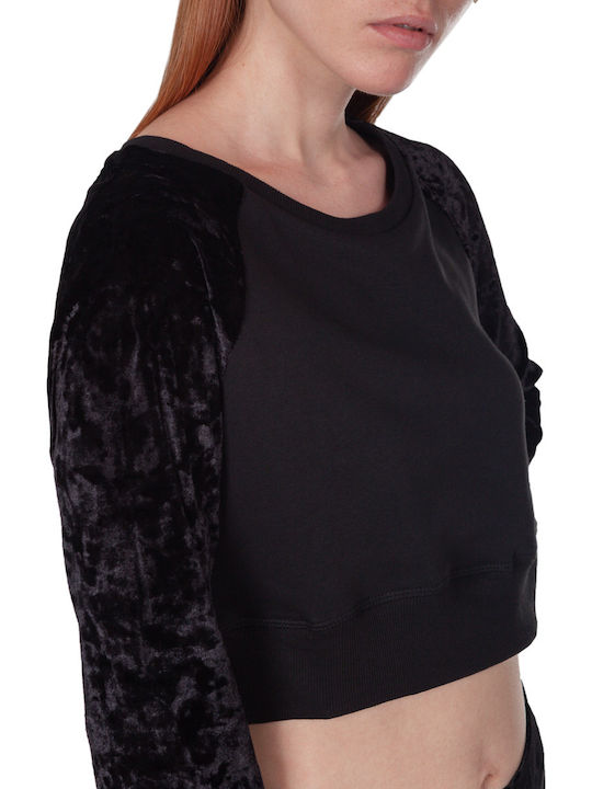 Cropped Women's Sweatshirt Velvet Black