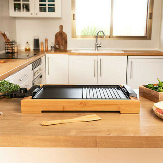 Cecotec Tasty & Grill 2000 Tabletop Electric Grill Smooth and Ribbed Plate 2000W with Adjustable Thermostat 37.5cmx24.5cmcm