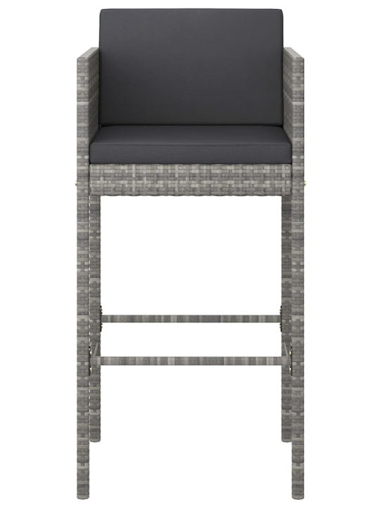 Hocker für Bar Für den Außenbereich Rattan mit Kissen Grey 4Stück 50x48x100cm