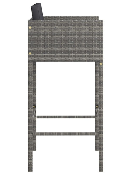 Hocker für Bar Für den Außenbereich Rattan mit Kissen Grey 4Stück 50x48x100cm