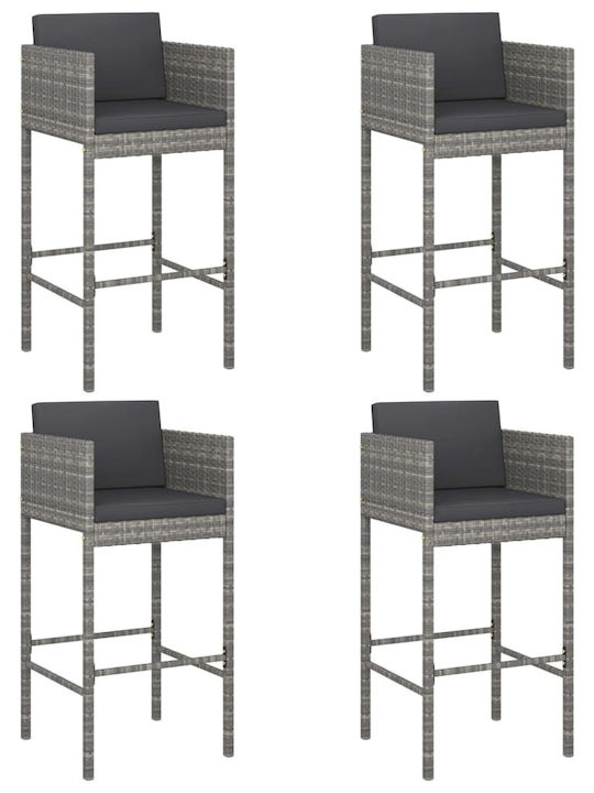 Scaune Bar Rattan Gri 4 Buc 50x48x100cm Scaune Bar Rattan Gri 4 Buc 50x48x100cm