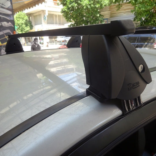 Menabo Car Roof Bars Metallic 130cm for Skoda Superb 4D for Cars with Factory Bars Set with Roof Rack Legs Black