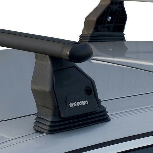 Menabo Steel Car Roof Bars 112cm for Mitsubishi Asx 5D Set with Roof Rack Legs Black