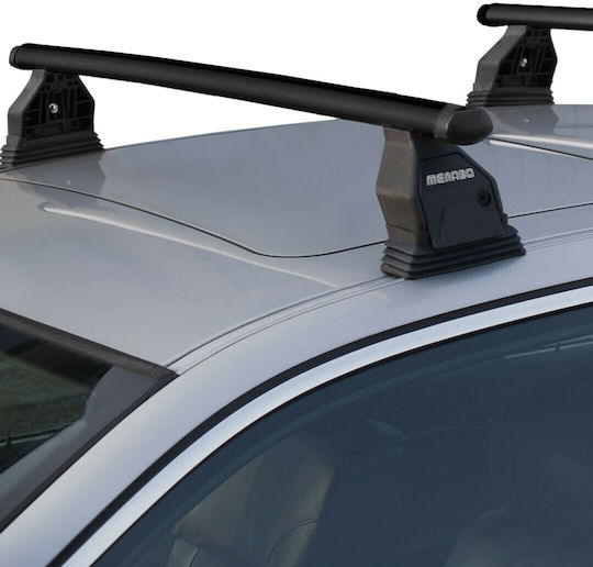 Menabo Car Roof Bars Steel 112cm for Mercedes-Benz A Class 5D Set with Roof Rack Legs Black