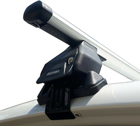 Menabo Aluminum Car Roof Bars 130cm for Alfa Romeo Alfa 159 4D Set with Roof Rack Legs Silver