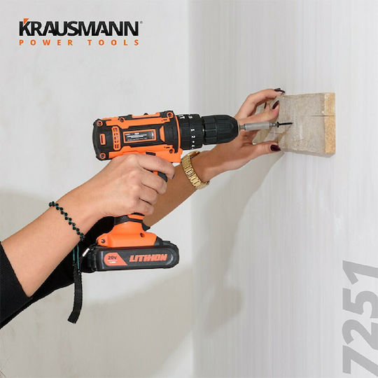 Krausmann 7251 Κρουστικό Δραπανοκατσάβιδο Μπαταρίας 20V 1x1.3Ah