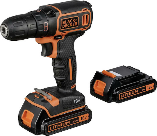 Black & Decker BDCDC18KB Δραπανοκατσάβιδο Μπαταρίας 18V 2x1.5Ah