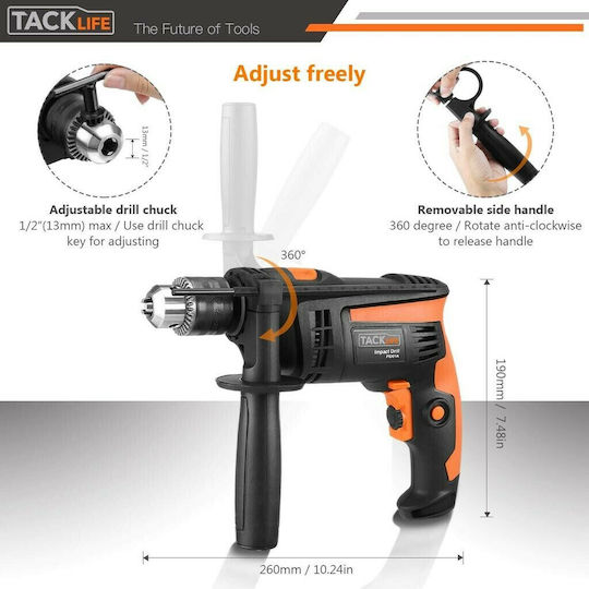 Tacklife Κρουστικό Δράπανο 710W με 10 μύτες