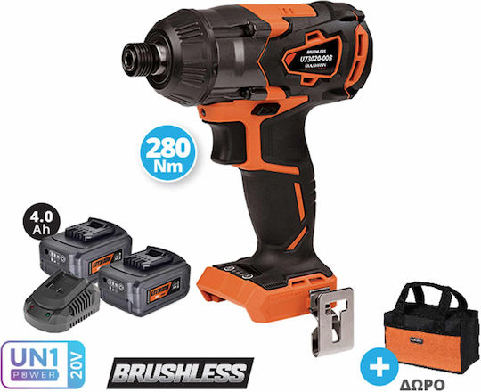 Krausmann U73020-24SB Παλμικό Κατσαβίδι Μπαταρίας Brushless 20V 2x4Ah