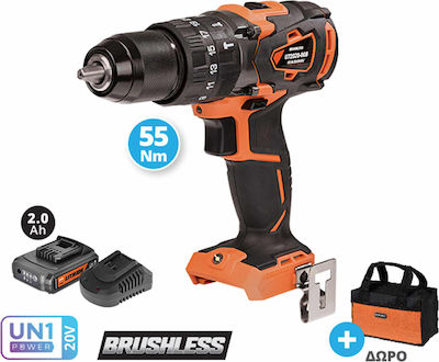 Krausmann Κρουστικό Δραπανοκατσάβιδο Μπαταρίας Brushless 20V 1x2Ah