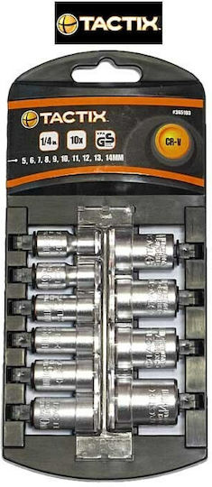 Tactix Nüsse Sechskant mit Vierkant-Antrieb 1/4" Set 10Stück