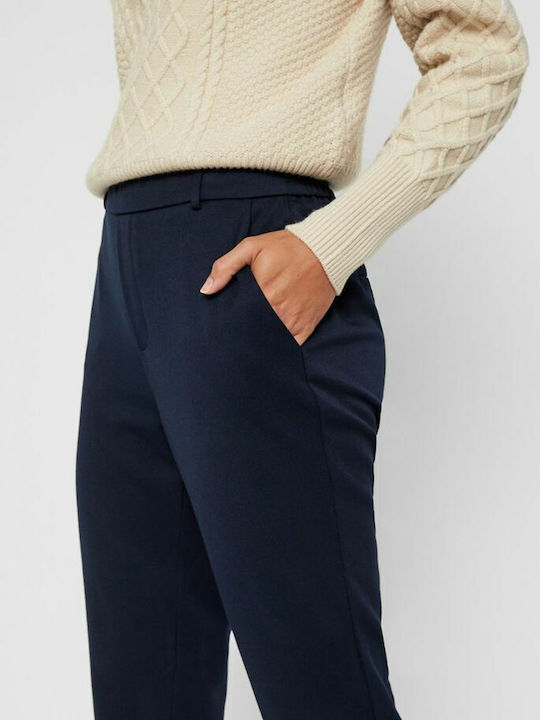 Women's Fabric Trousers Loose Fit Blue