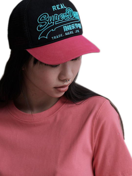 Premium Goods Outline Women's Trucker Cap Black/Fluro Pink