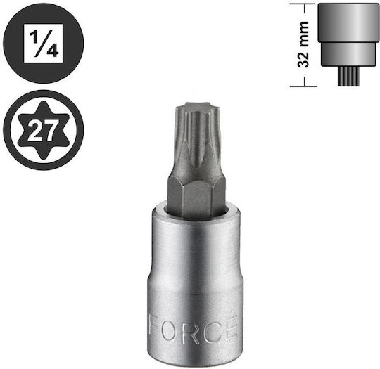 Force Torx socket 1/4'' Walnut with Torx Head and Socket 1/4'' T27x32mm