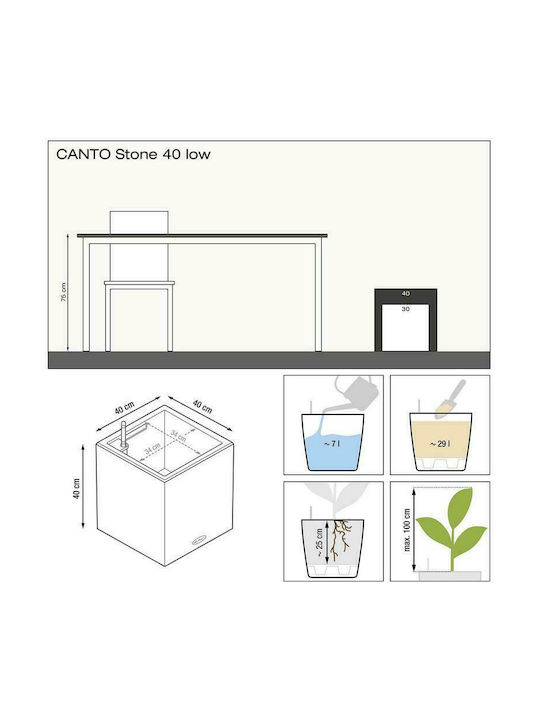 Lechuza Canto Stone Auto-udare Ghiveci Plastic 14x14x13.5cm.