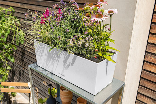 Lechuza Balconera Stone Αυτοποτιζόμενη Ζαρντινιέρα Πλαστική Λευκή 50x19x19εκ.