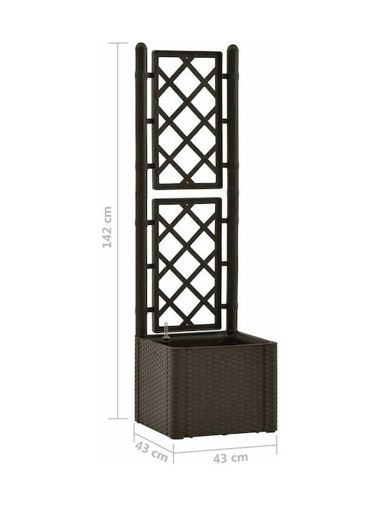 vidaXL Self-watering Planter Box Plastic Brown 43cm.