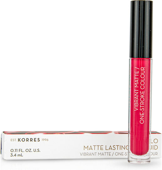 Korres Morello Matte Lasting Lip Fluid Дълготраен Течен Червило Мат 27 Сорбе от червена боровинка 3.4мл